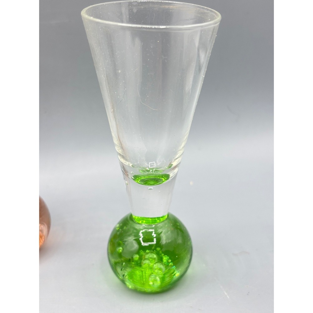 Vintage Bubble Base Cordial Shot Glasses Set of‎ 4 Multi Color Hand Blown - Picture 5 of 12